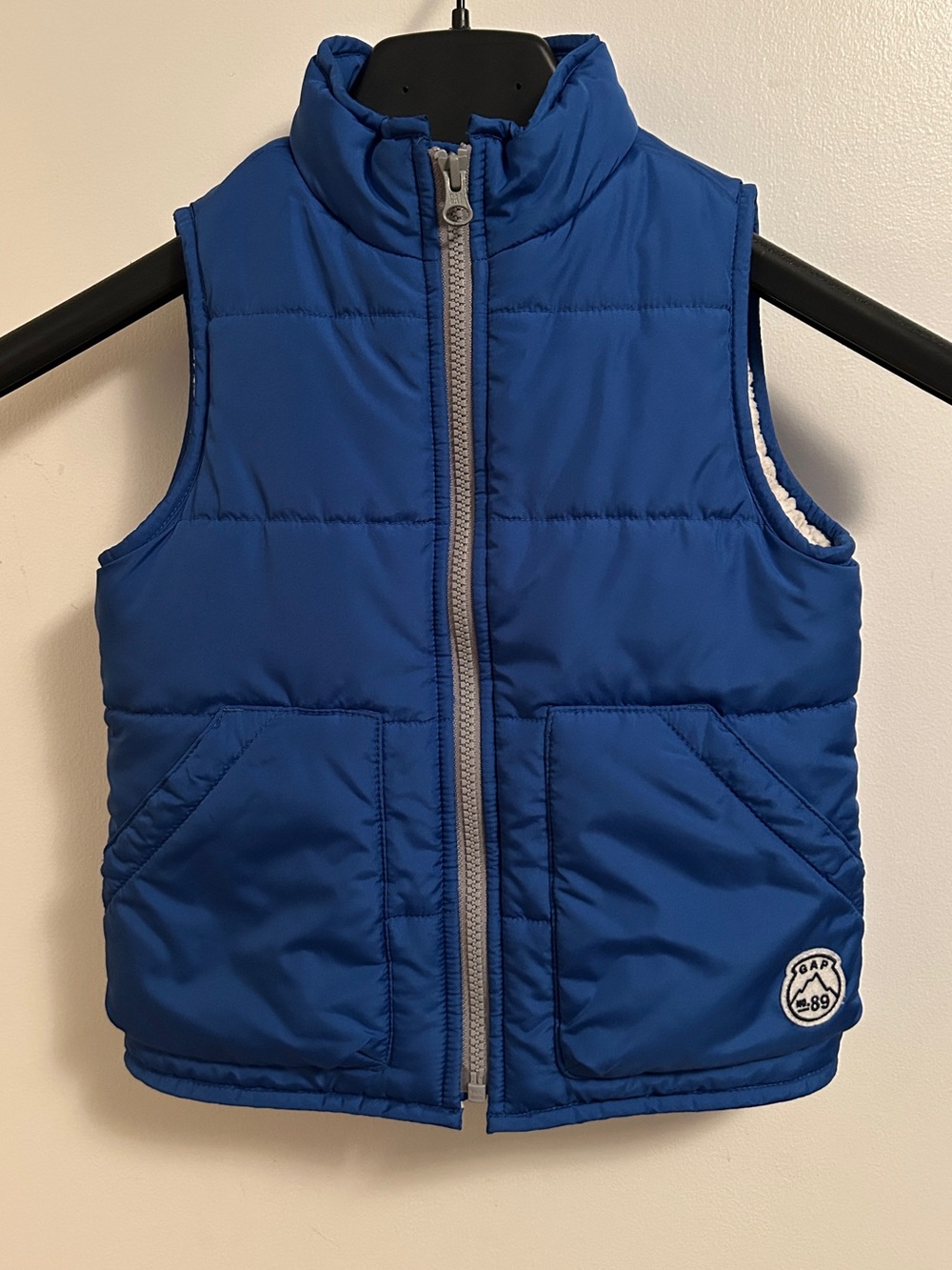 GAP Boys Blue Fleece Lined Puffer Vest with Front Pockets